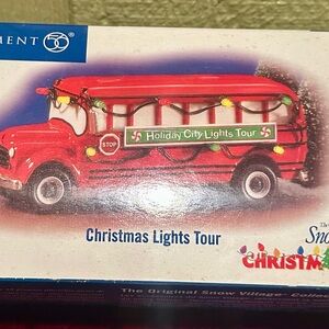 Department 56 Snow Village “Christmas Lights Tour” Bus — Factory Sealed